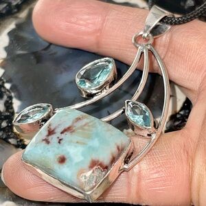 Caribbean Larimar Crystal Pendant 2 1/2”